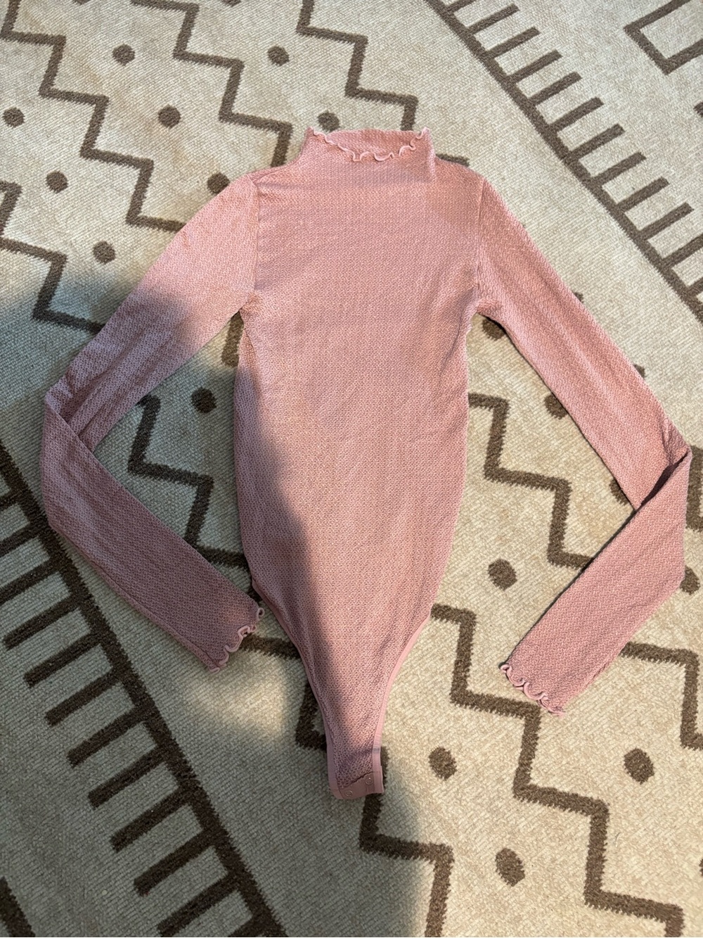 Free People Dusty Rose Mock Neck Long-Sleeve Bodysuit
